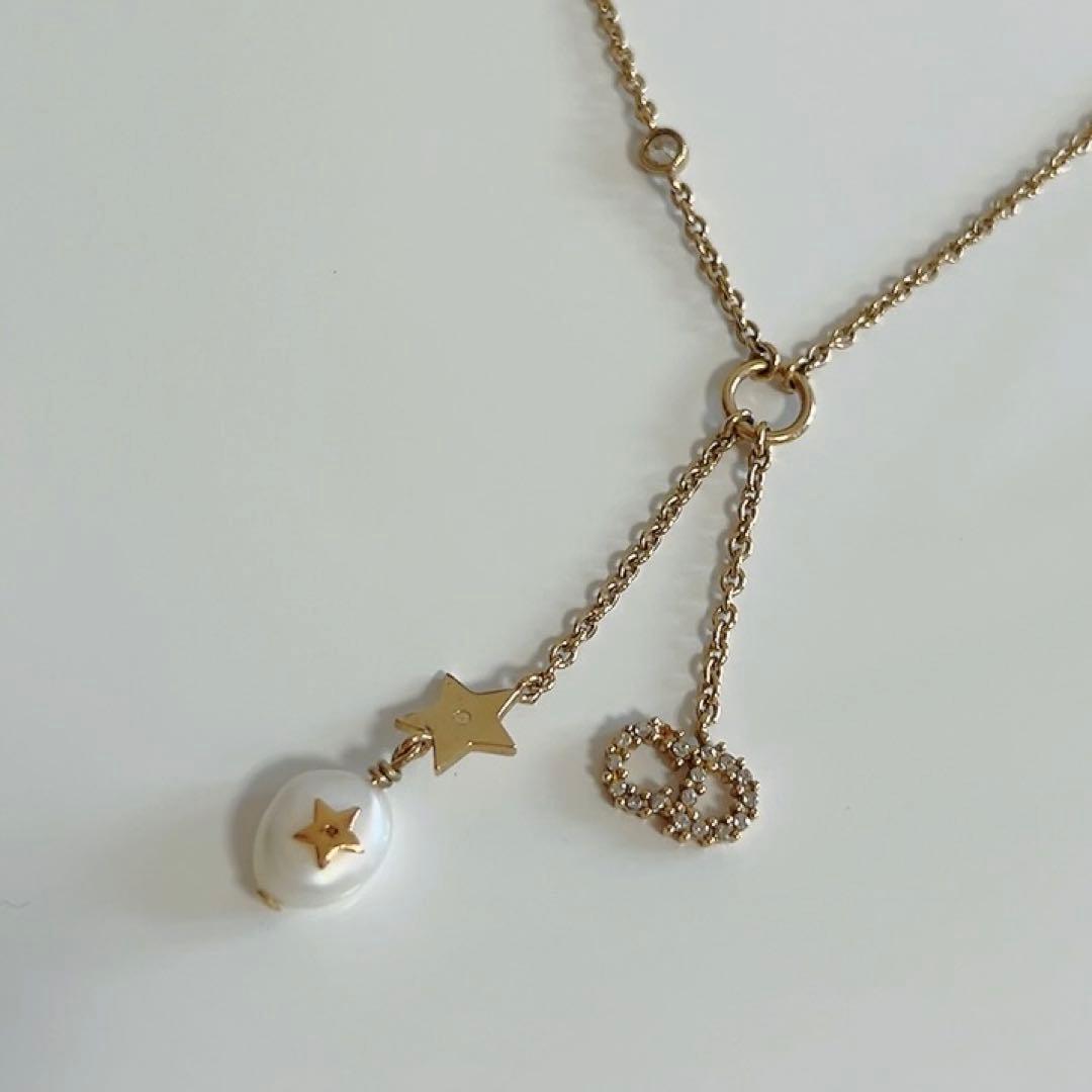ディオール Christian Dior SHINY-D ネックレス 星 パール