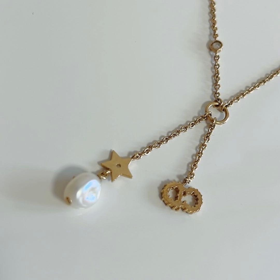 ディオール Christian Dior SHINY-D ネックレス 星 パール