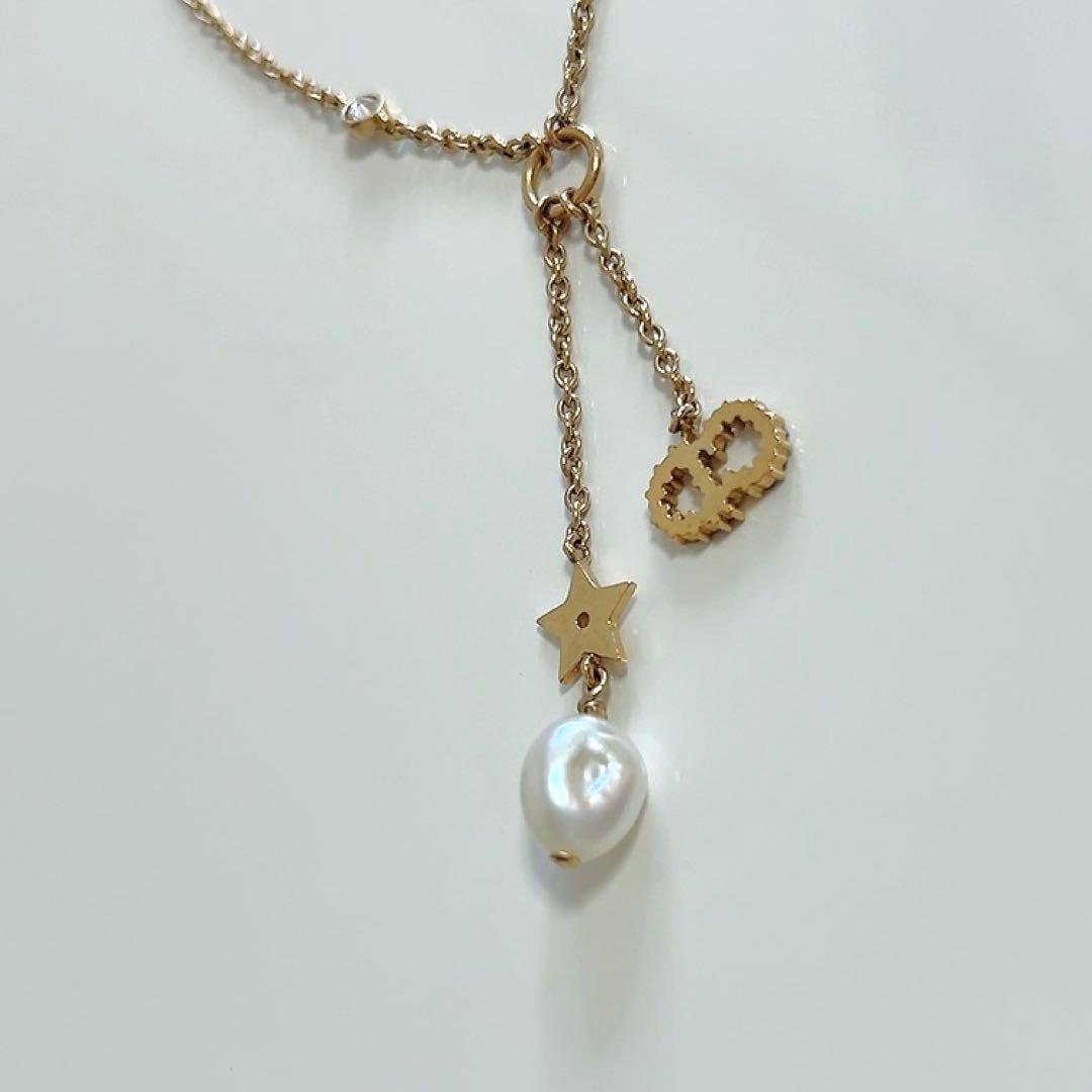 ディオール Christian Dior SHINY-D ネックレス 星 パール