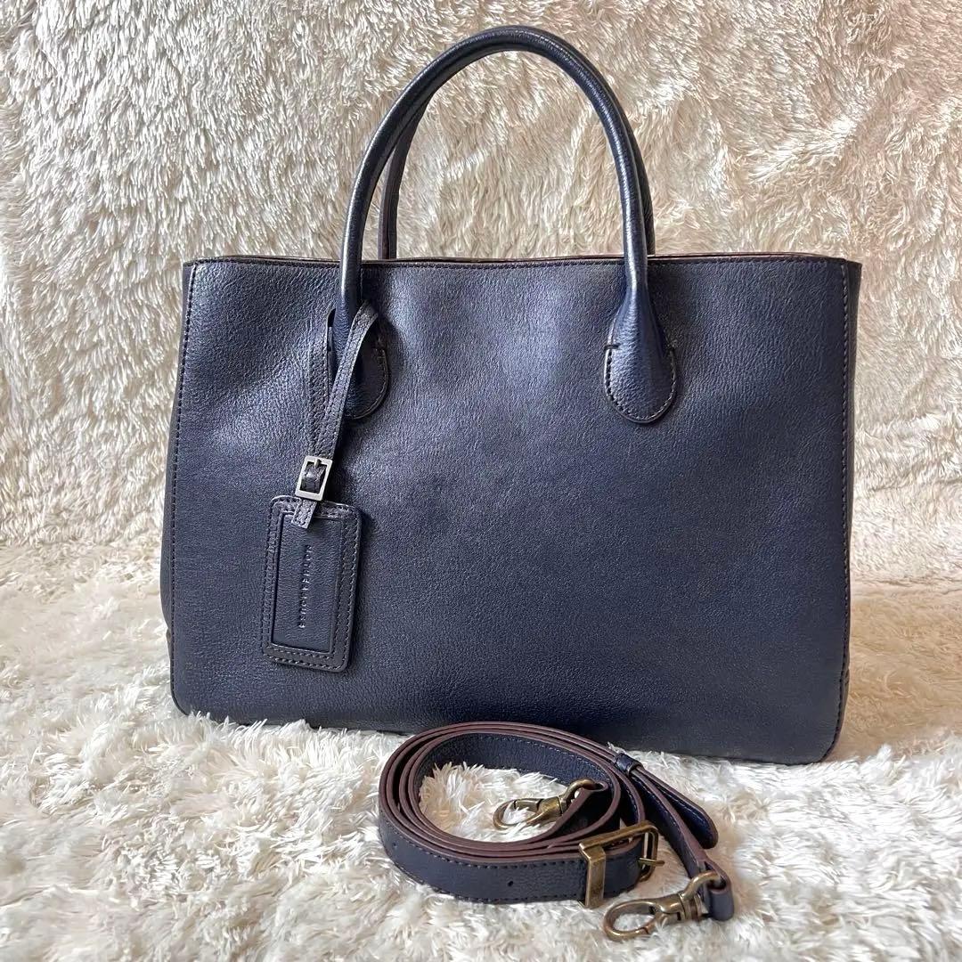 マザーハウス リン ハンドバッグ 2way ビジネスバッグ ネイビー A4収納