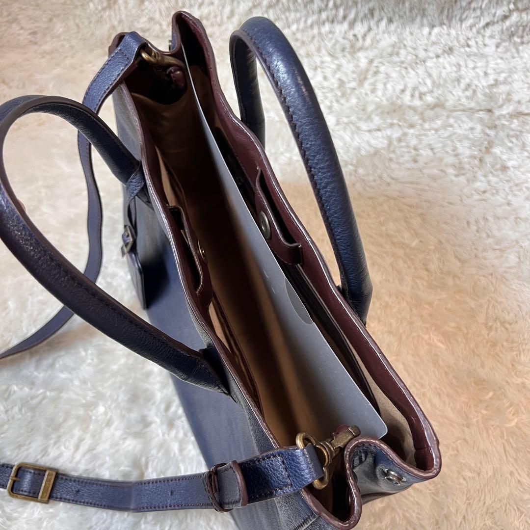 マザーハウス リン ハンドバッグ 2way ビジネスバッグ ネイビー A4収納