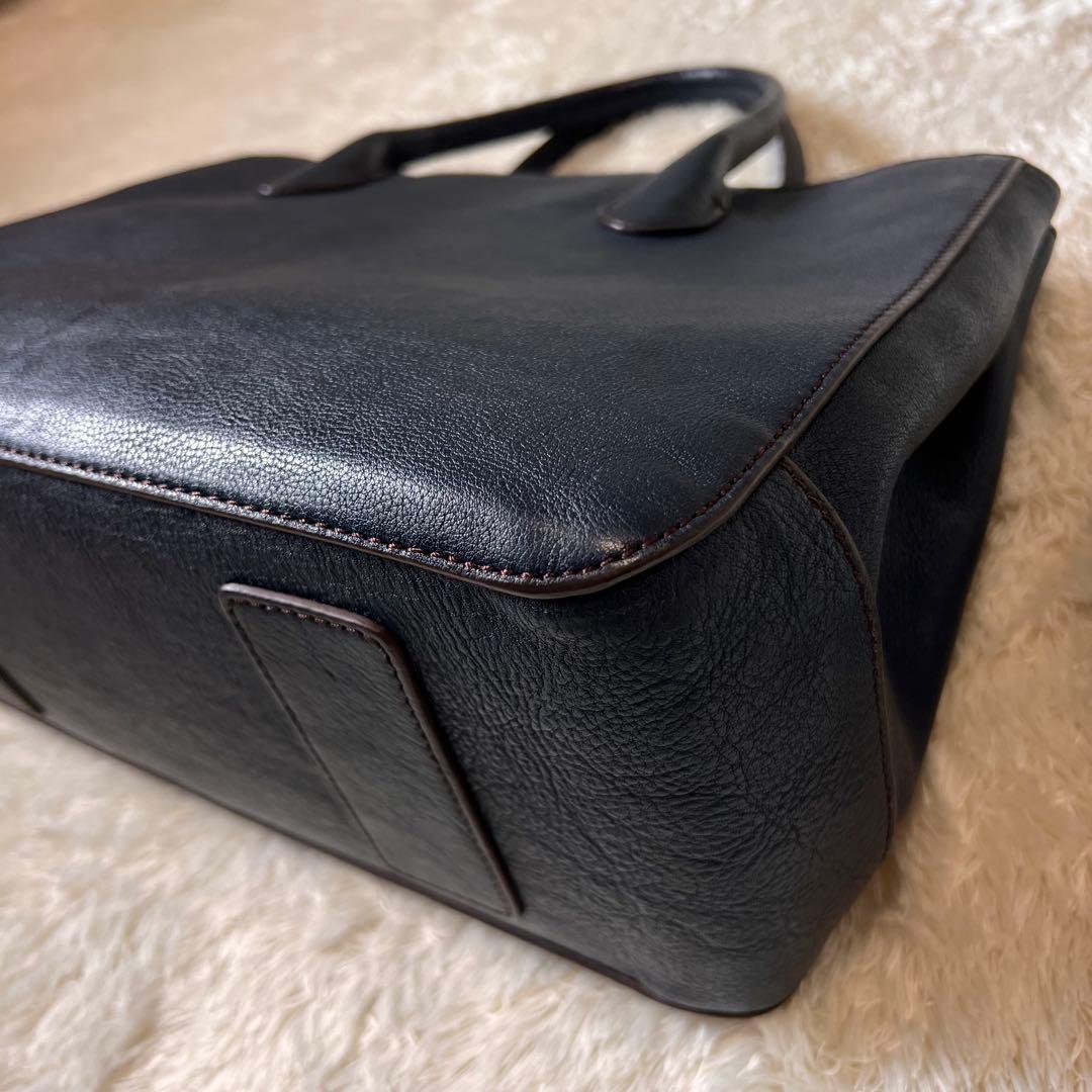 マザーハウス リン ハンドバッグ 2way ビジネスバッグ ネイビー A4収納