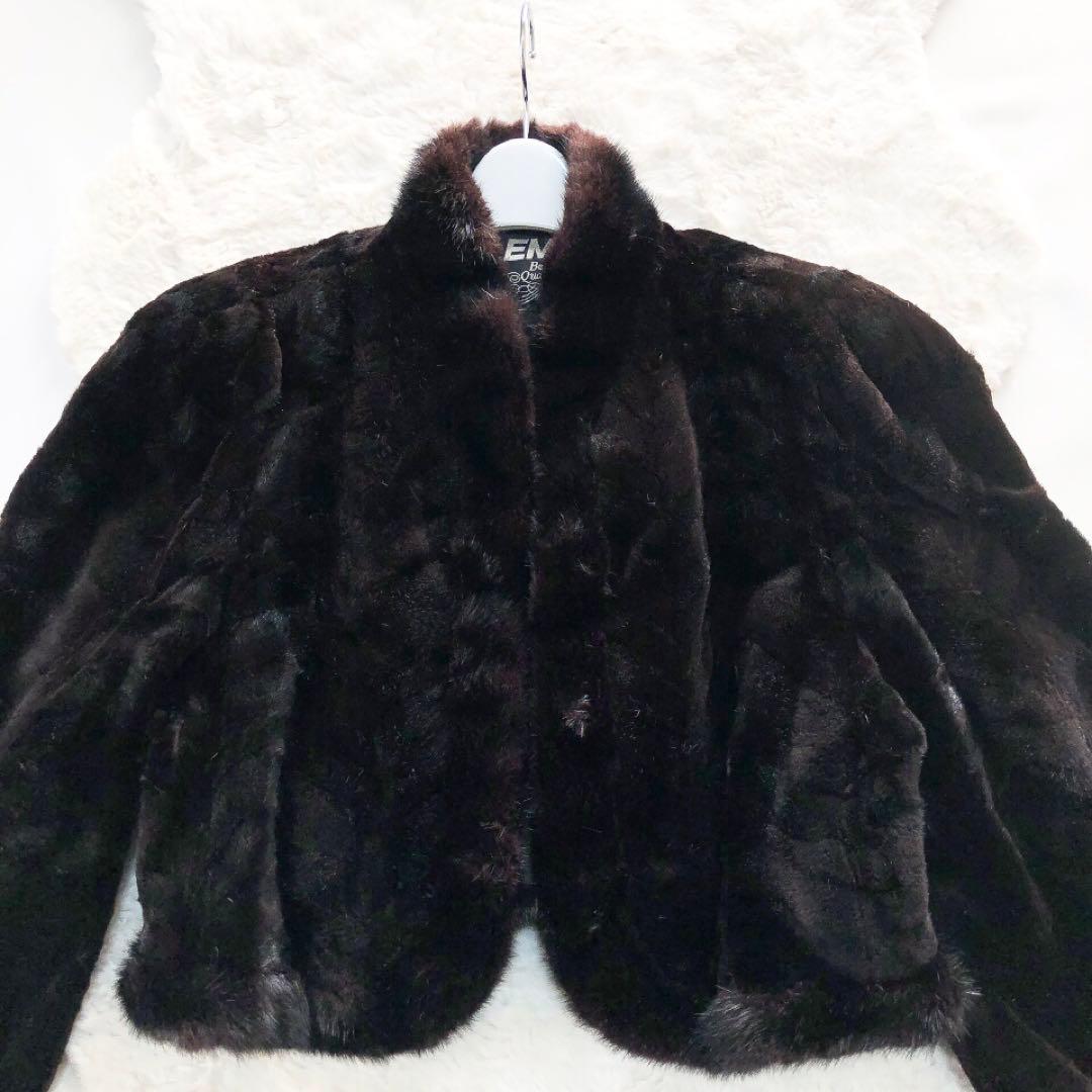 EMBA*エンバ　ショートミンクコート　毛皮　リアルファー　ブラウン