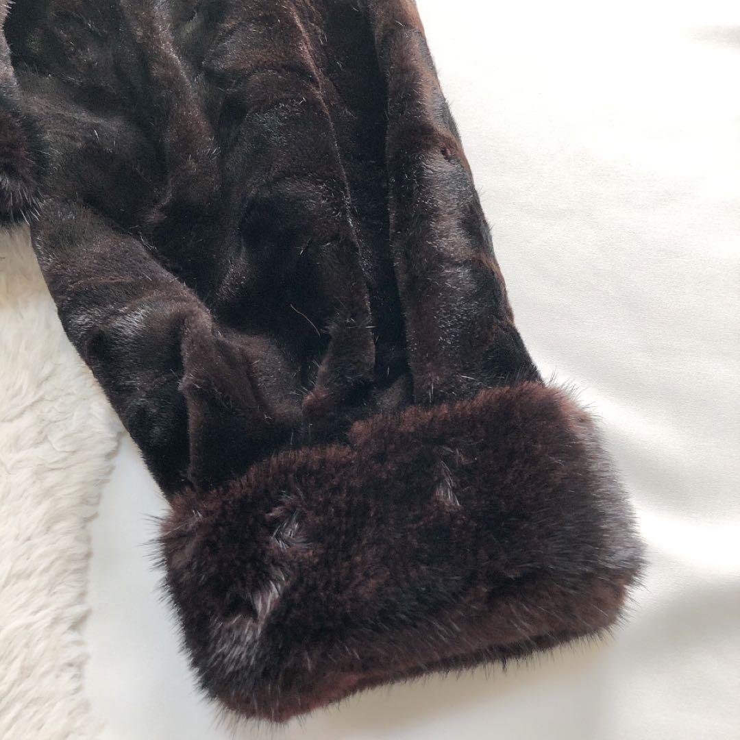 EMBA*エンバ　ショートミンクコート　毛皮　リアルファー　ブラウン