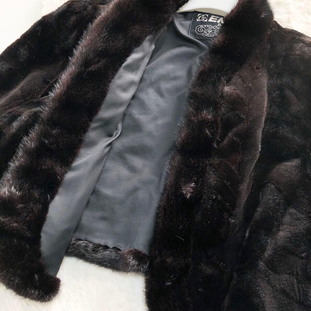 EMBA*エンバ　ショートミンクコート　毛皮　リアルファー　ブラウン