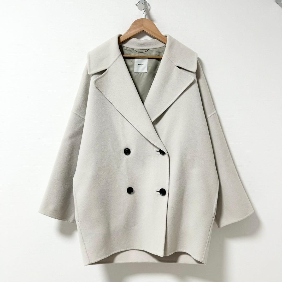 ebure super120 ダブルビーバーダブルオーバーコート　オフホワイト
