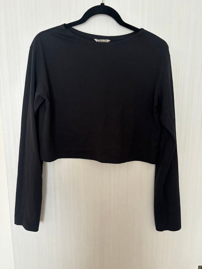 【美品】AURALEE オーラリー ボートネックT クロップ丈 クロ　本日値下げ