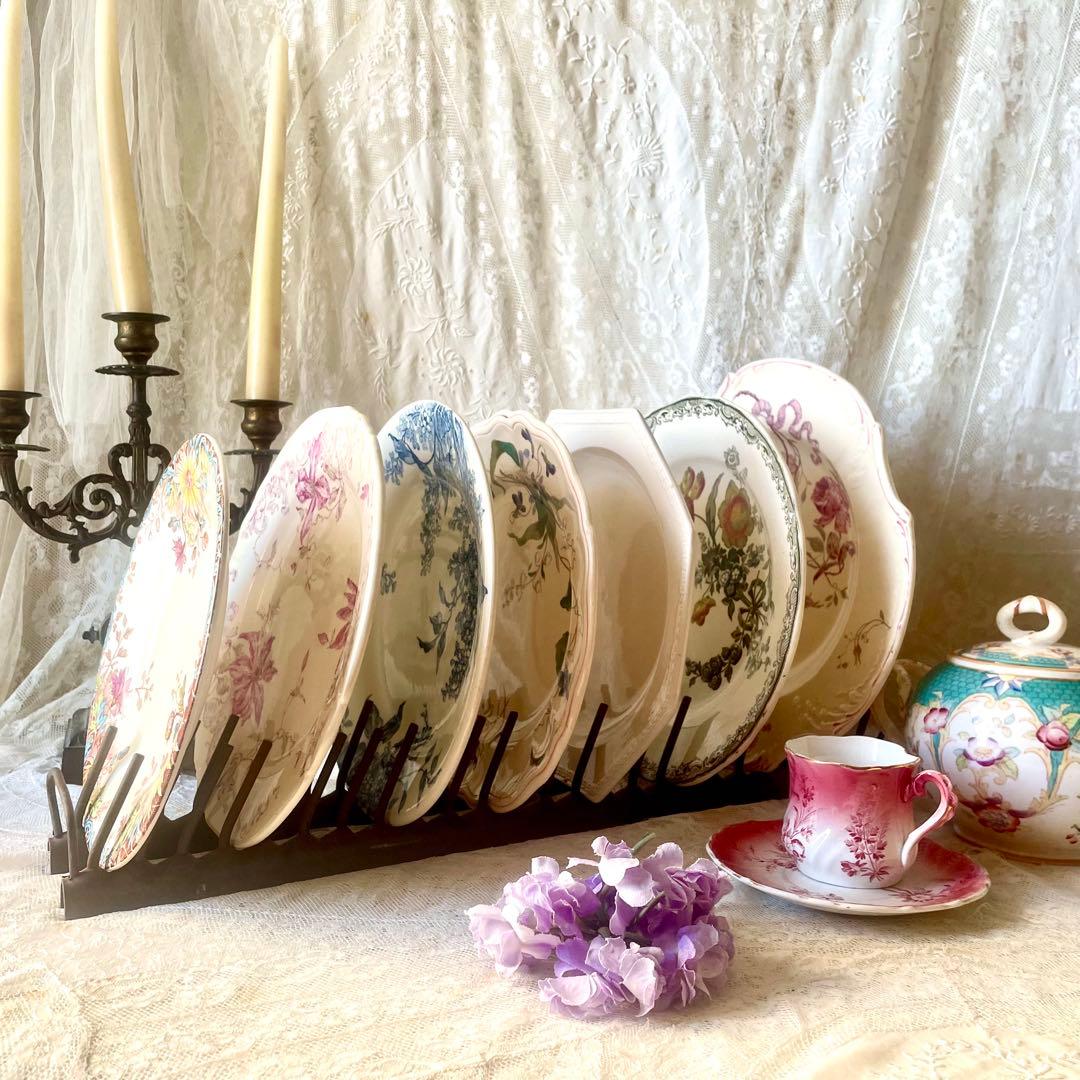 アイアン製ディッシュラック　皿立て　プレートホルダー　フランスアンティーク