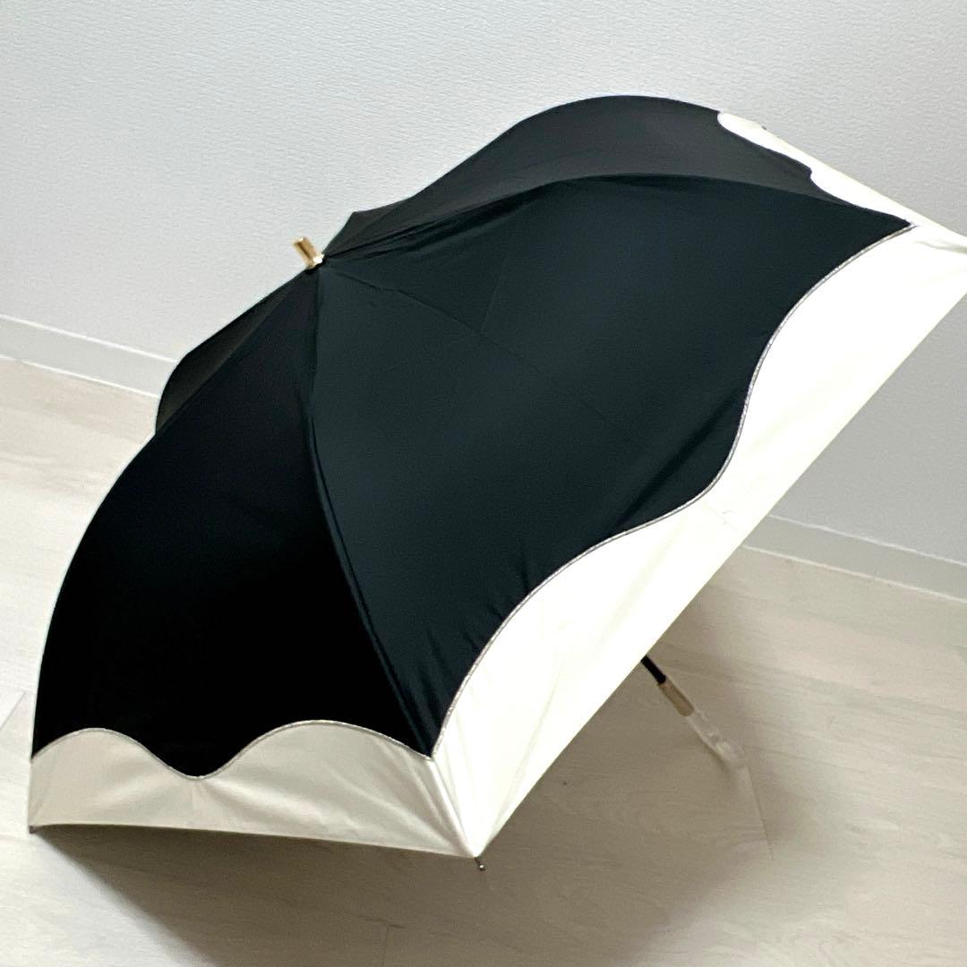 新品ジル スチュアート １級遮光 晴雨兼用 折りたたみ傘 軽量サマーシールド黒白