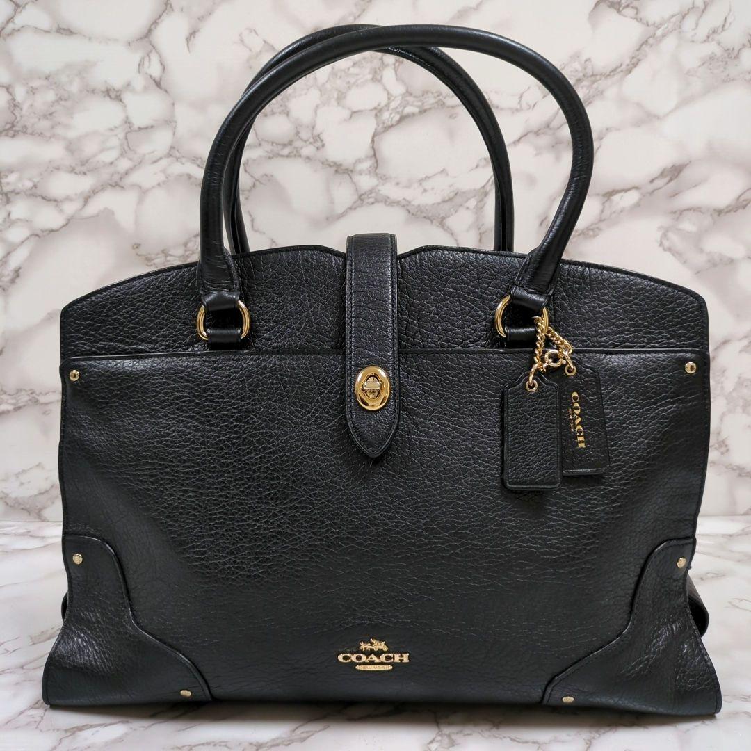 コーチ　マーサー　サッチェル　ペブルドレザー　ハンドバッグ　ターンロック　3室