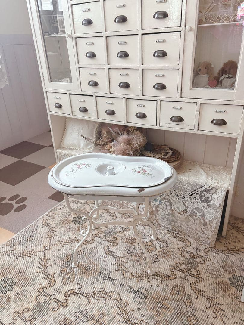 ありんこ❣️アンティーク　ホーローベビーバス　野バラ柄　蓋つき　希少❣️