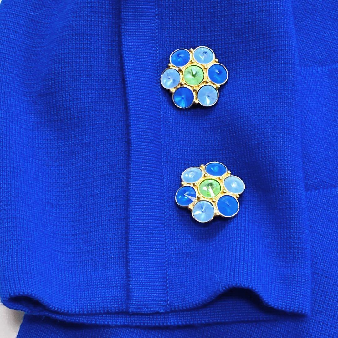 美品 サンローラン クリスタルボタン ビジュー ニットワンピース