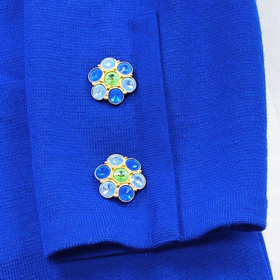 美品 サンローラン クリスタルボタン ビジュー ニットワンピース