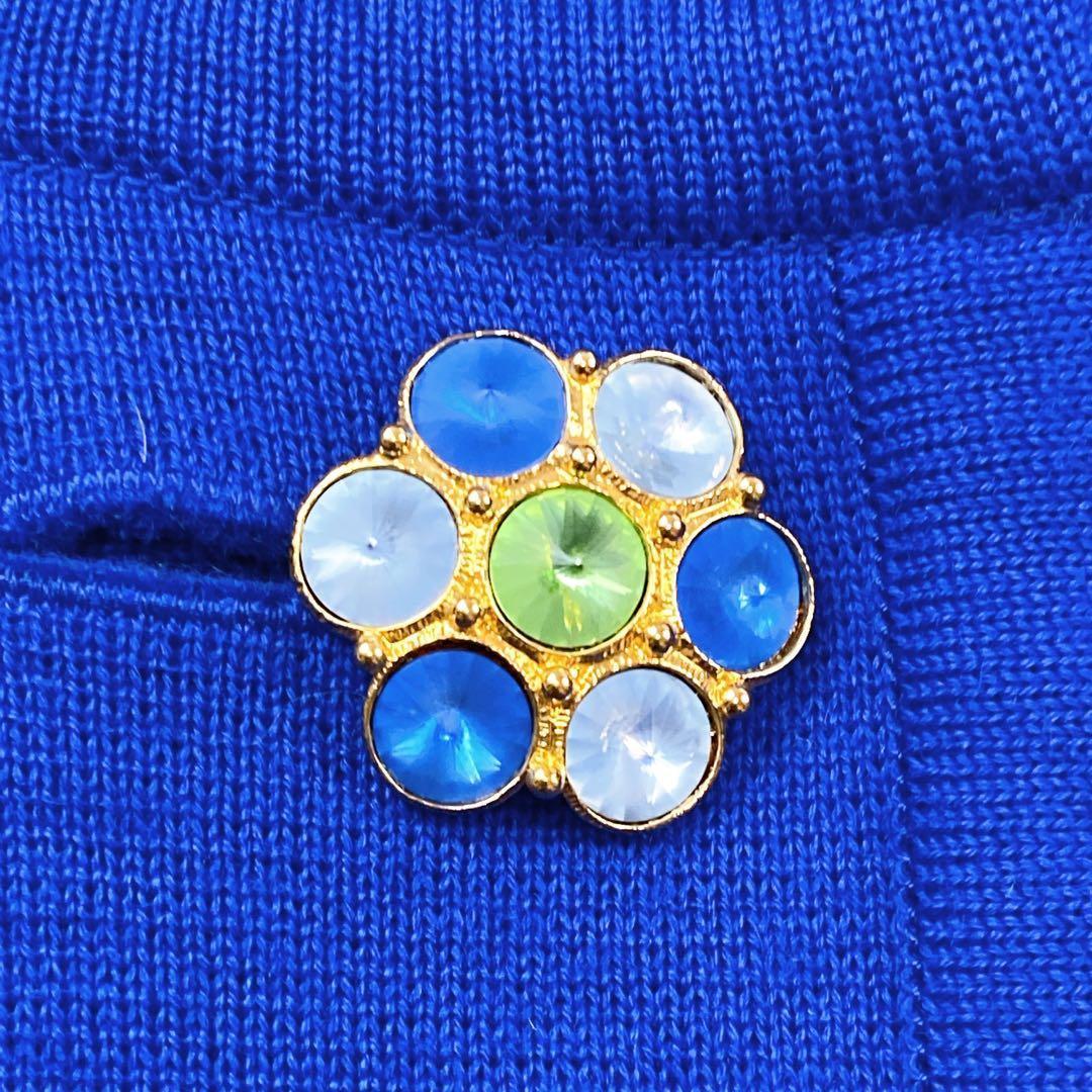 美品 サンローラン クリスタルボタン ビジュー ニットワンピース