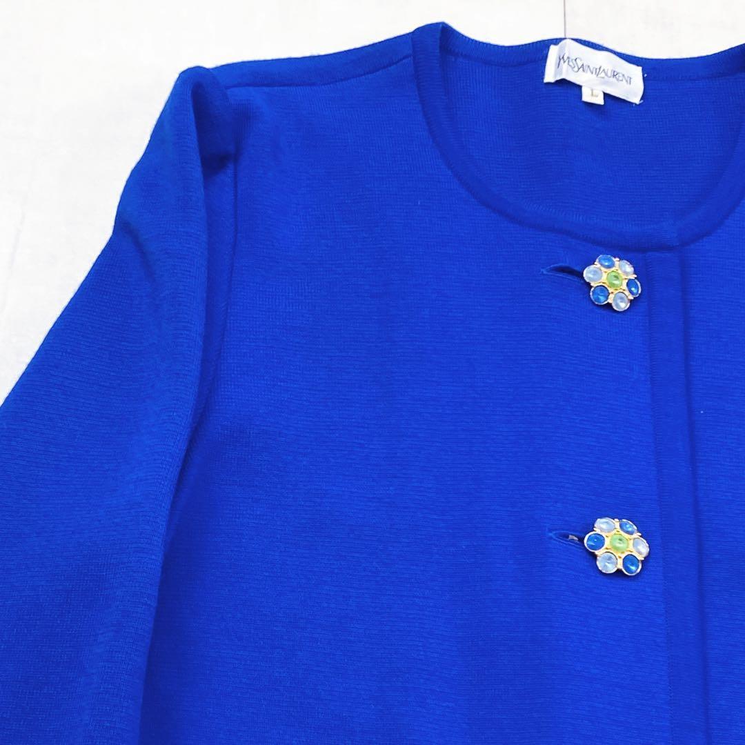 美品 サンローラン クリスタルボタン ビジュー ニットワンピース