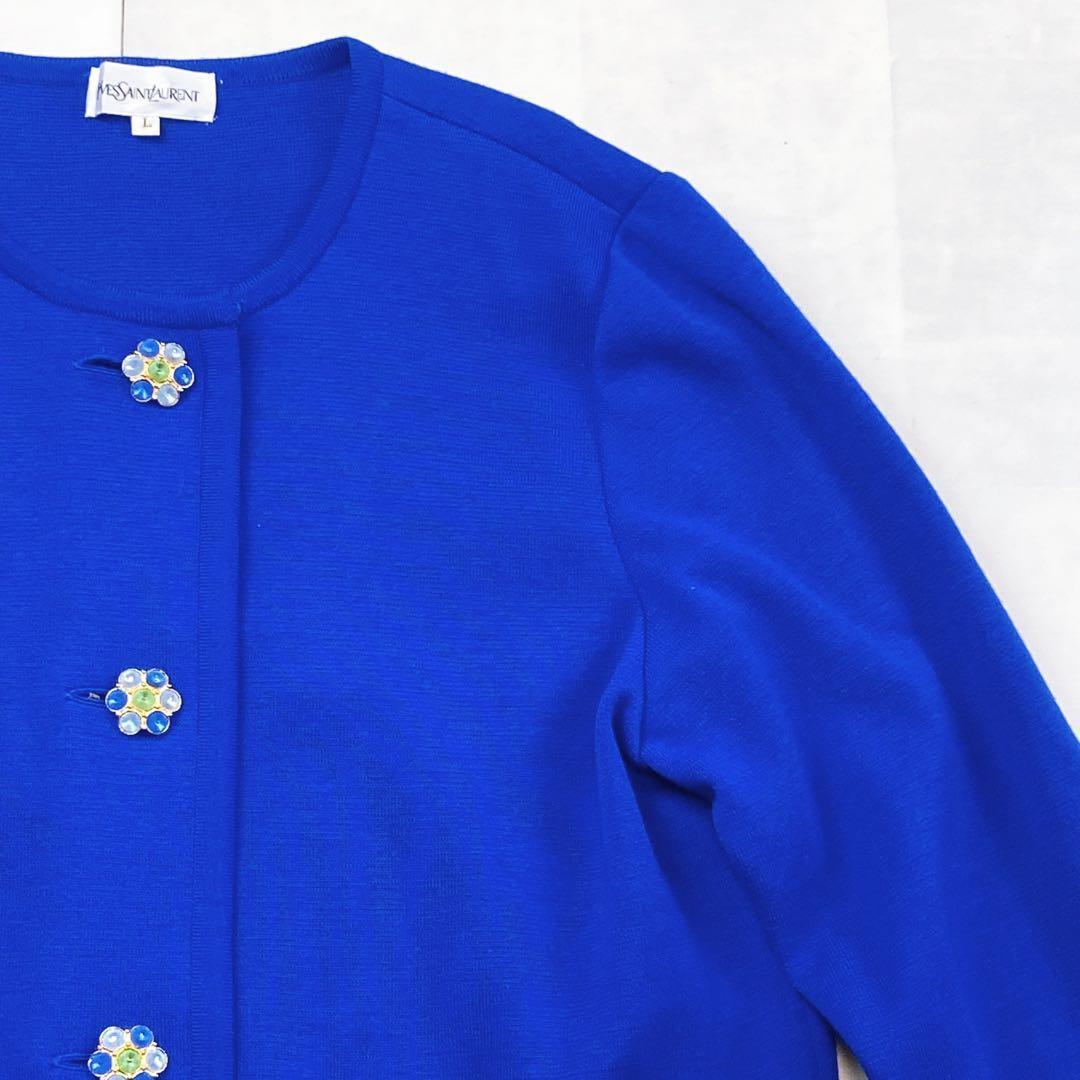 美品 サンローラン クリスタルボタン ビジュー ニットワンピース