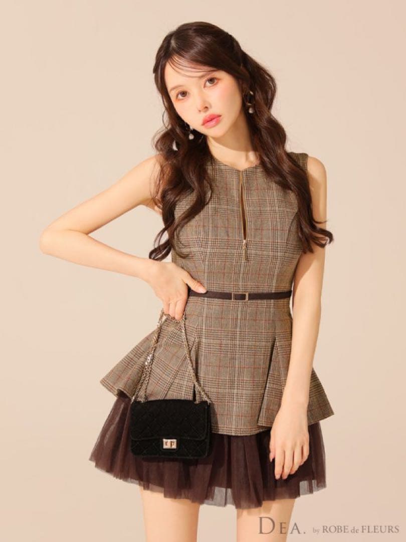 【DEA./サイト完売】チェック/ ワンピース/ ミニドレス/ キャバドレス/M