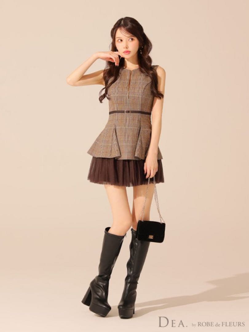 【DEA./サイト完売】チェック/ ワンピース/ ミニドレス/ キャバドレス/M