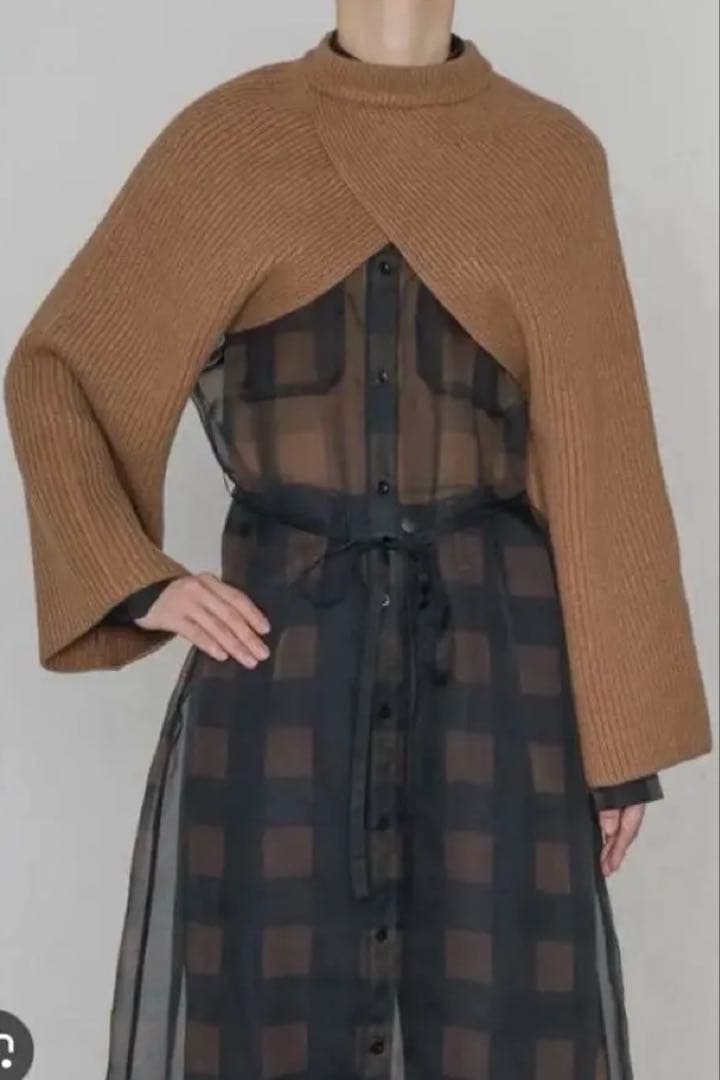 トップス HYKE RIBBED KNIT WOOL SHRUG