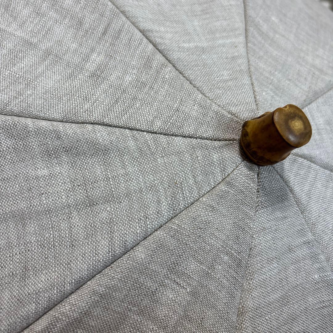 シュールメール　リネン　ベージュ日傘 バンブーハンドル