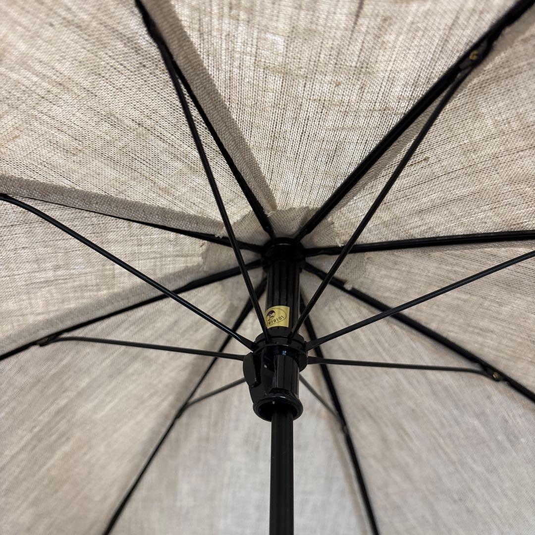シュールメール　リネン　ベージュ日傘 バンブーハンドル