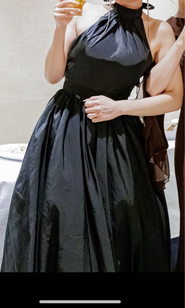 【ドレスプロダクション】アメリカンスリーブ タフタドレス (W292BK)