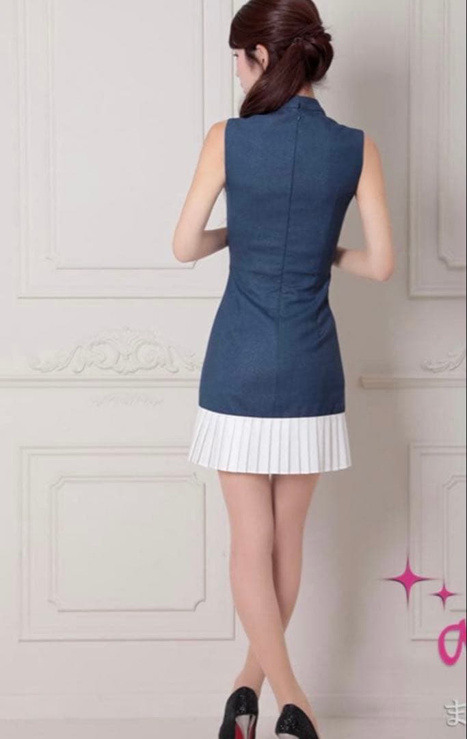 an/sugar/フロントジッパービジュープリーツミニドレス