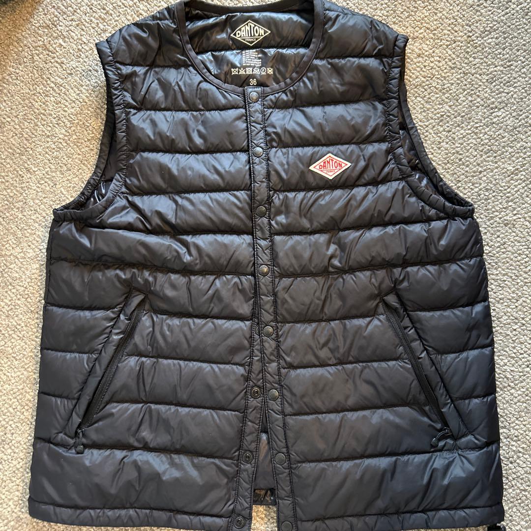 DANTON ダウンベスト ブラック #36 ダウン フェザー