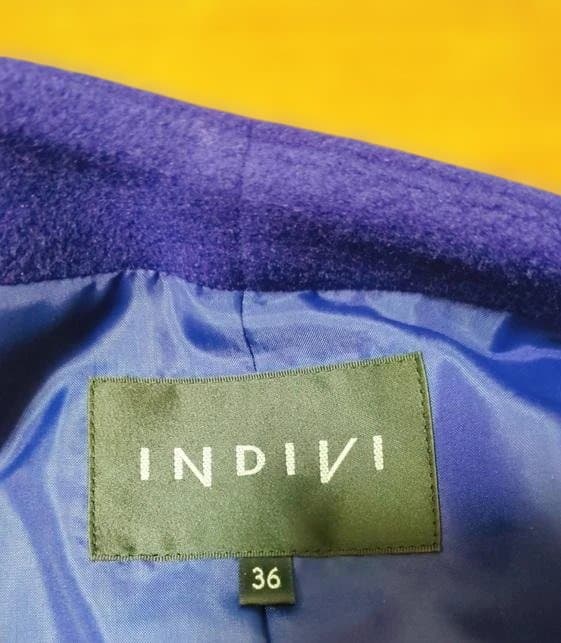 【INDIVI 】ウールコート 36 青　定価52,910円