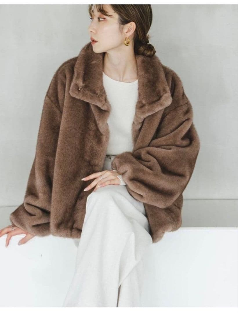 NOBLE エコファースタンドカラーミドルブルゾン