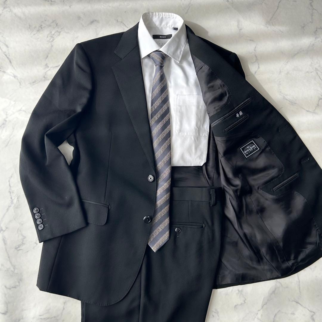 ドーメル×セヴィルロウ　カシミヤ混　ビジネススーツ　セットアップ　ウエスト調整可