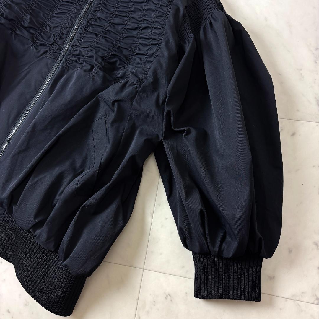美品✨ ESCAR シャーリングブルゾン F ギャザー ブラックエスカー