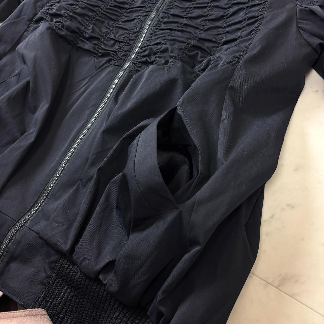 美品✨ ESCAR シャーリングブルゾン F ギャザー ブラックエスカー