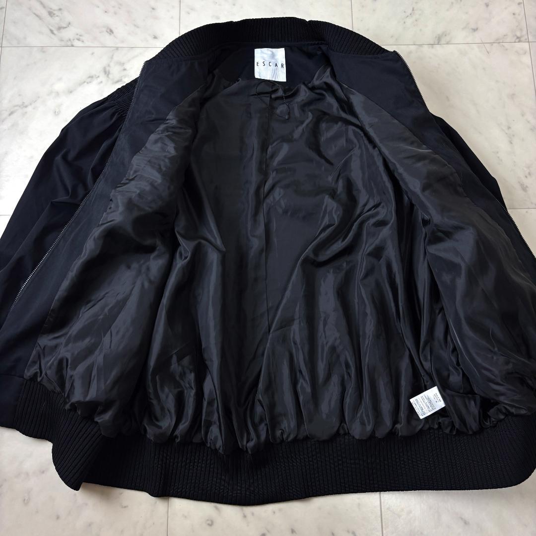 美品✨ ESCAR シャーリングブルゾン F ギャザー ブラックエスカー