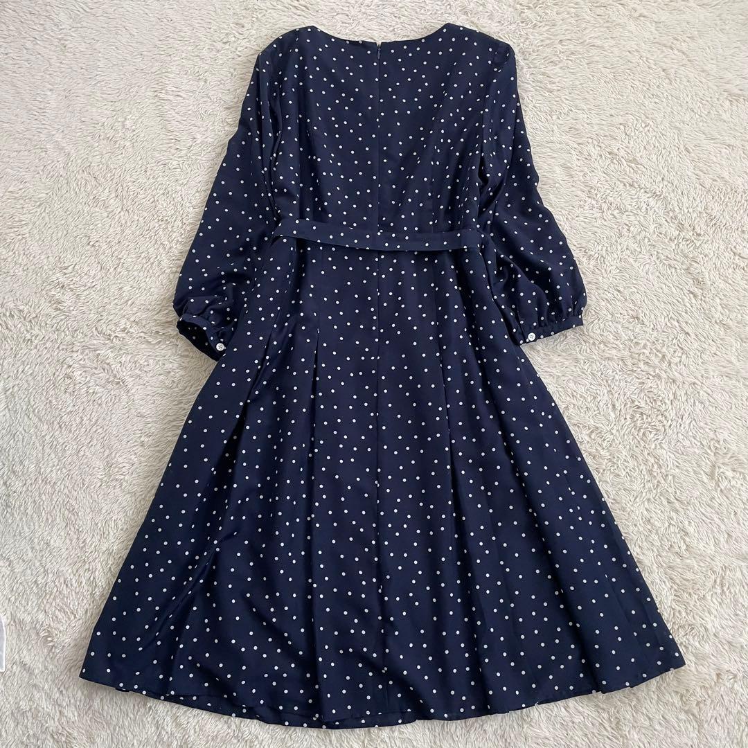 極美品　組曲　洗えるドットワンピース　ベルト　ウォッシャブル　近年モデル