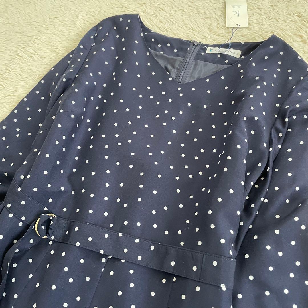 極美品　組曲　洗えるドットワンピース　ベルト　ウォッシャブル　近年モデル