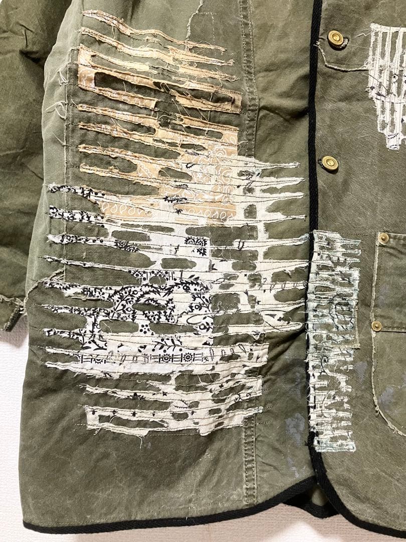 vintage テント生地 リメイク ミリタリー ジャケット 襤褸 古布