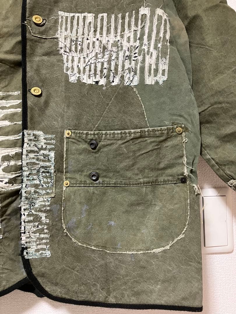 vintage テント生地 リメイク ミリタリー ジャケット 襤褸 古布