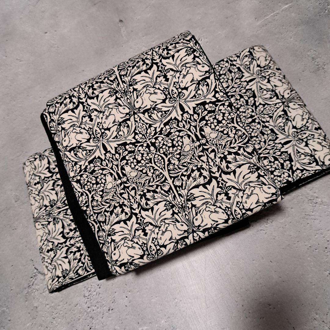 半幅帯　長尺　ウィリアムモリス　兄弟うさぎ×国産コットンリネン　リバーシブル