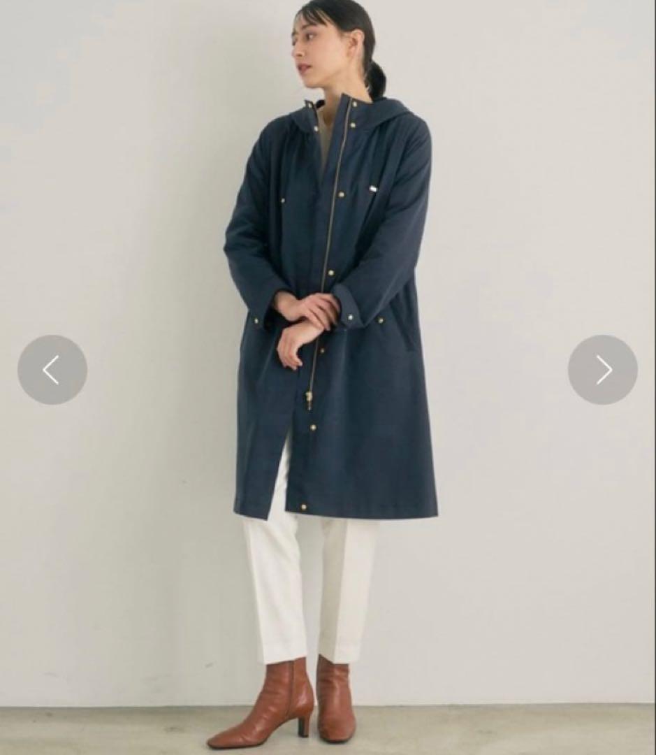 アナイANAYI ブライトツイルライナー付モッズコート　紺ネイビー