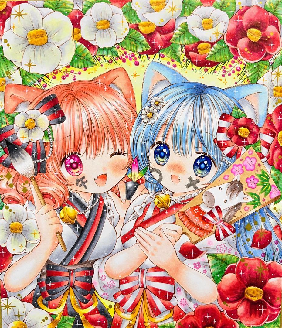 紅白椿˚✧₊⁎ネコの女の子♡