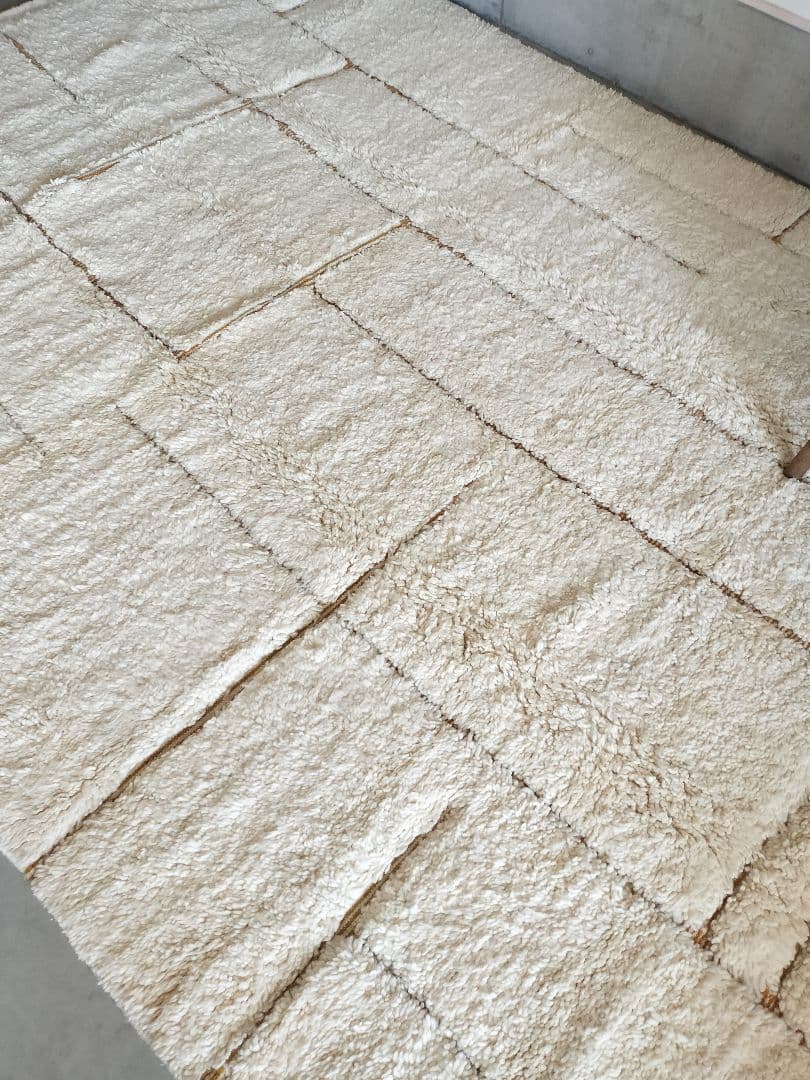 超大判/新品/アイボリーベース縦横ライン平織りマスタードイエロー No.615