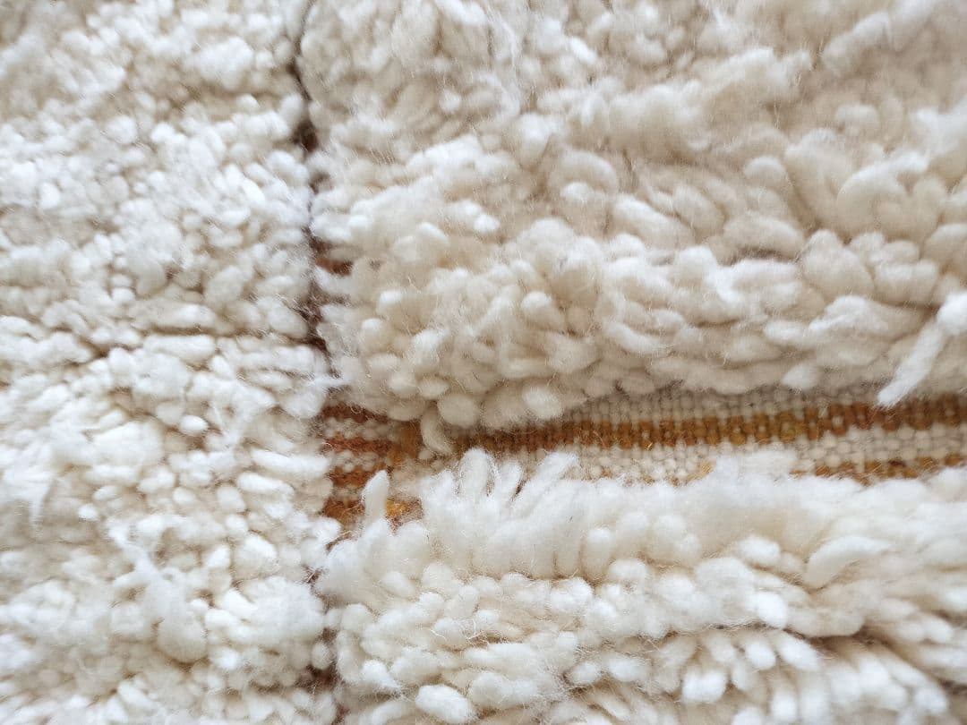 超大判/新品/アイボリーベース縦横ライン平織りマスタードイエロー No.615