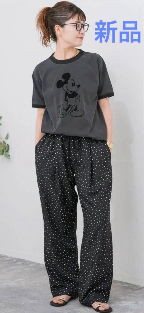 新品 spick and span ドットプリントイージーストレートパンツ