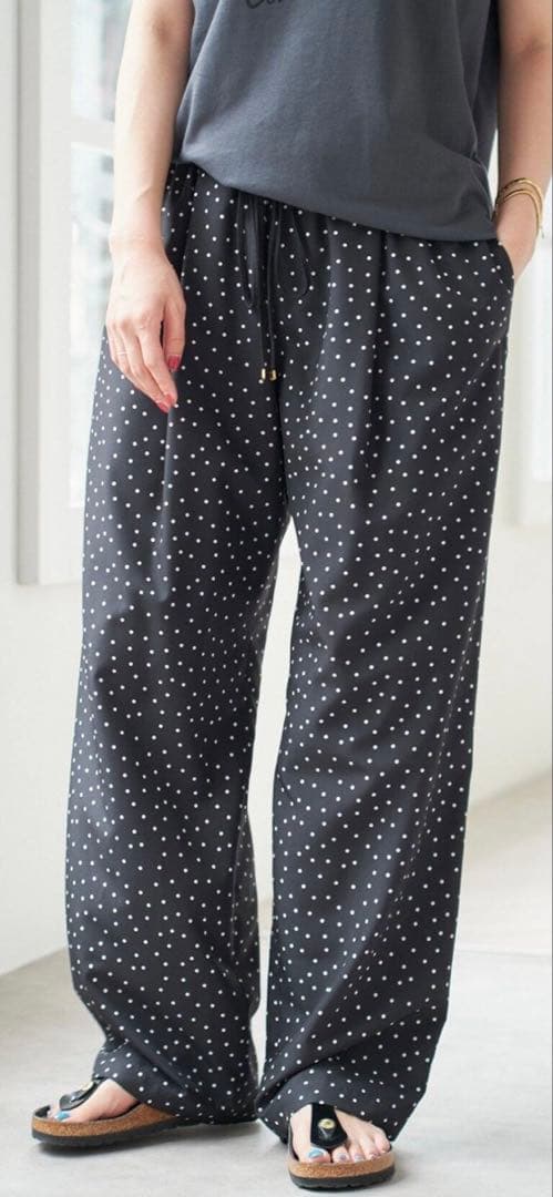 新品 spick and span ドットプリントイージーストレートパンツ