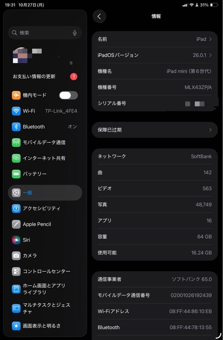 【美品】 iPad mini 6（第6世代）64GB cellular ピンク