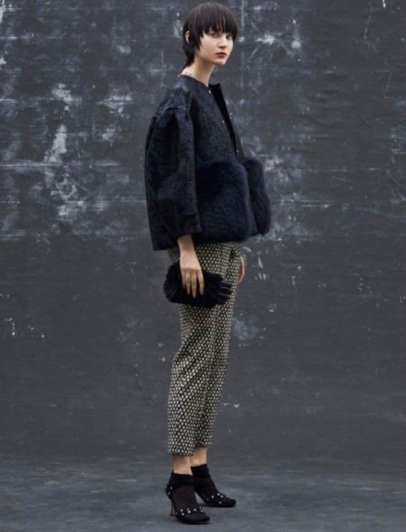 DRAWER ドゥロワー　神崎恵　look掲載　ラメ　ジャガードパンツ/36