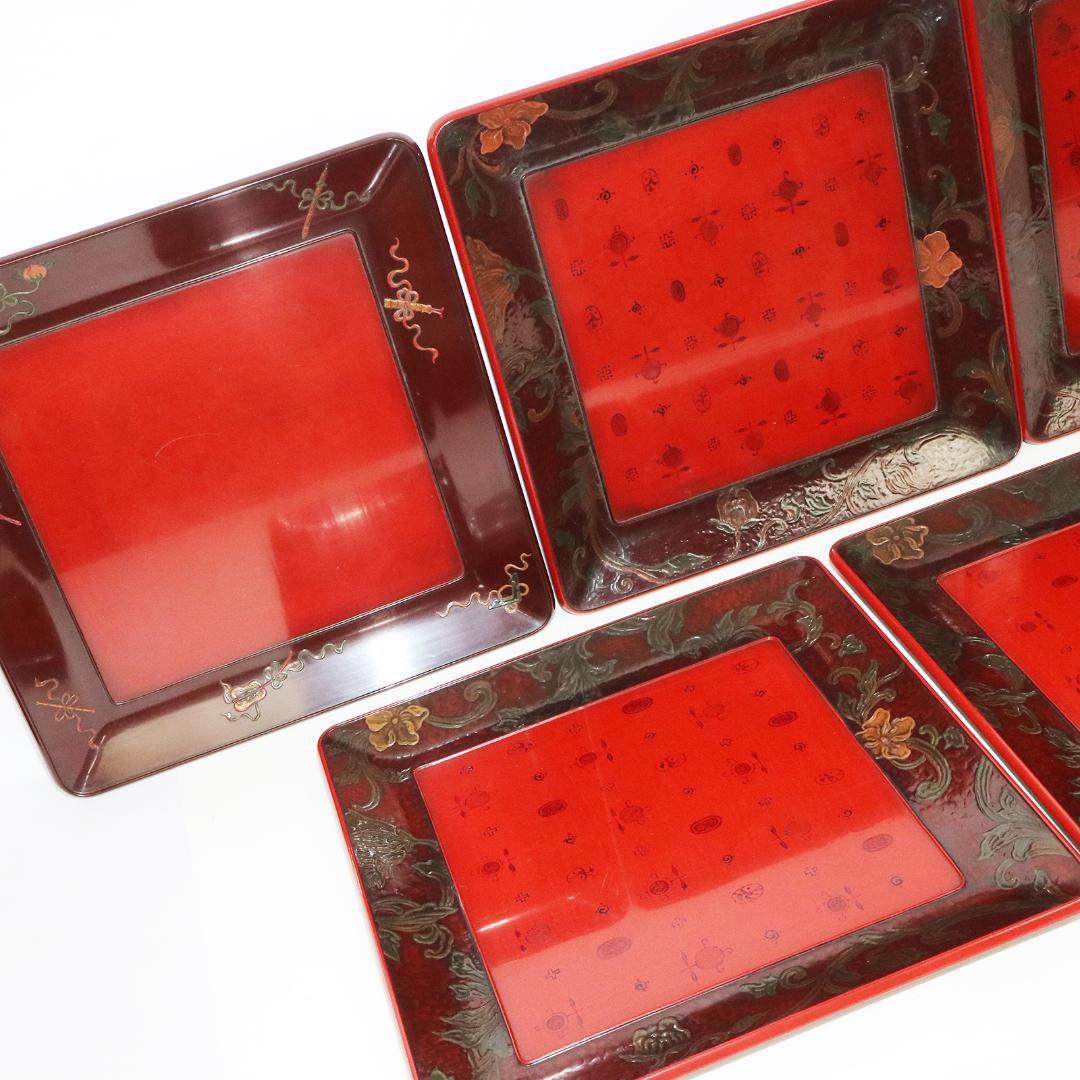 高岡漆器　勇助塗 石井祐介 造　お盆　5客　共箱