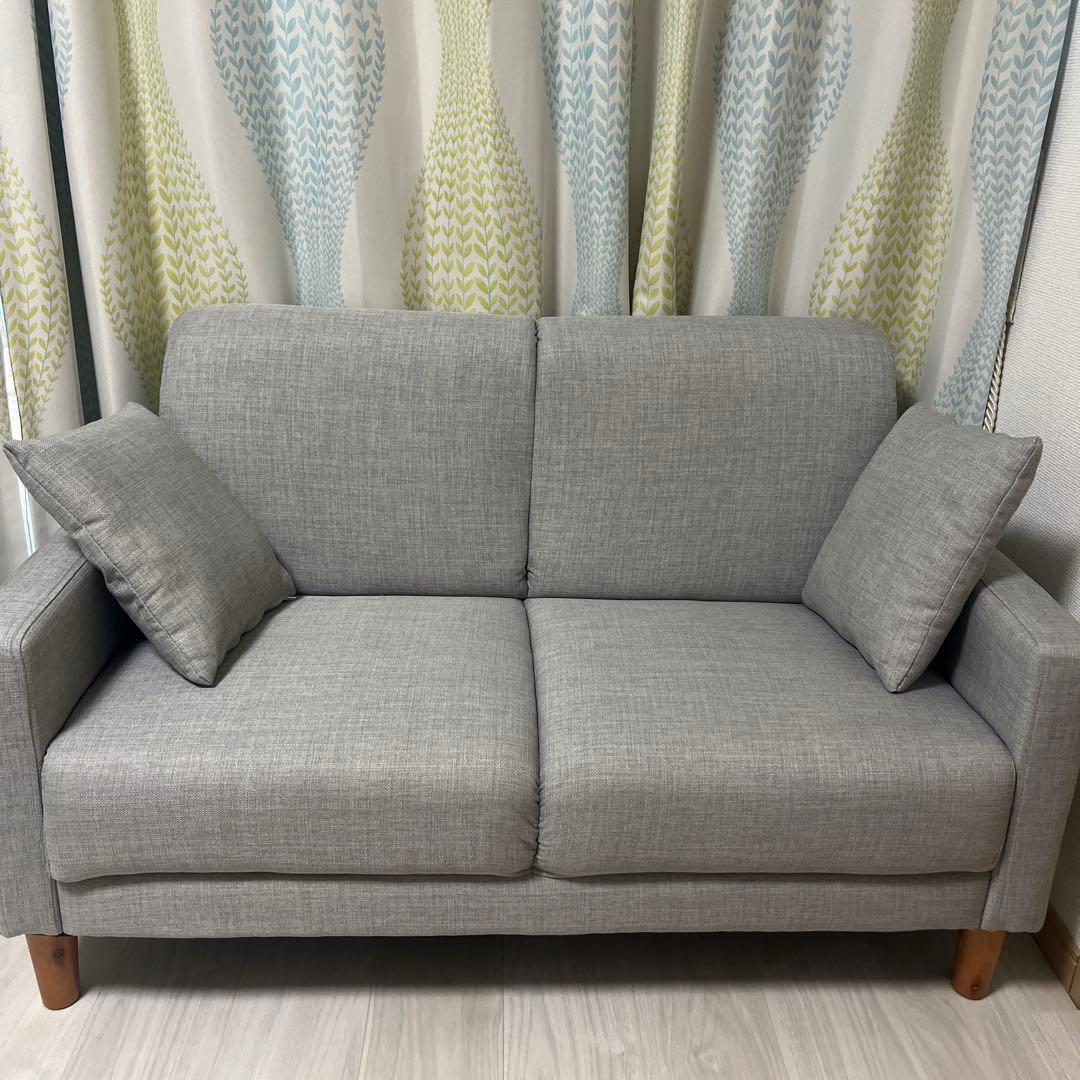 極美品　Emma 2人掛けコンパクトソファ グレー