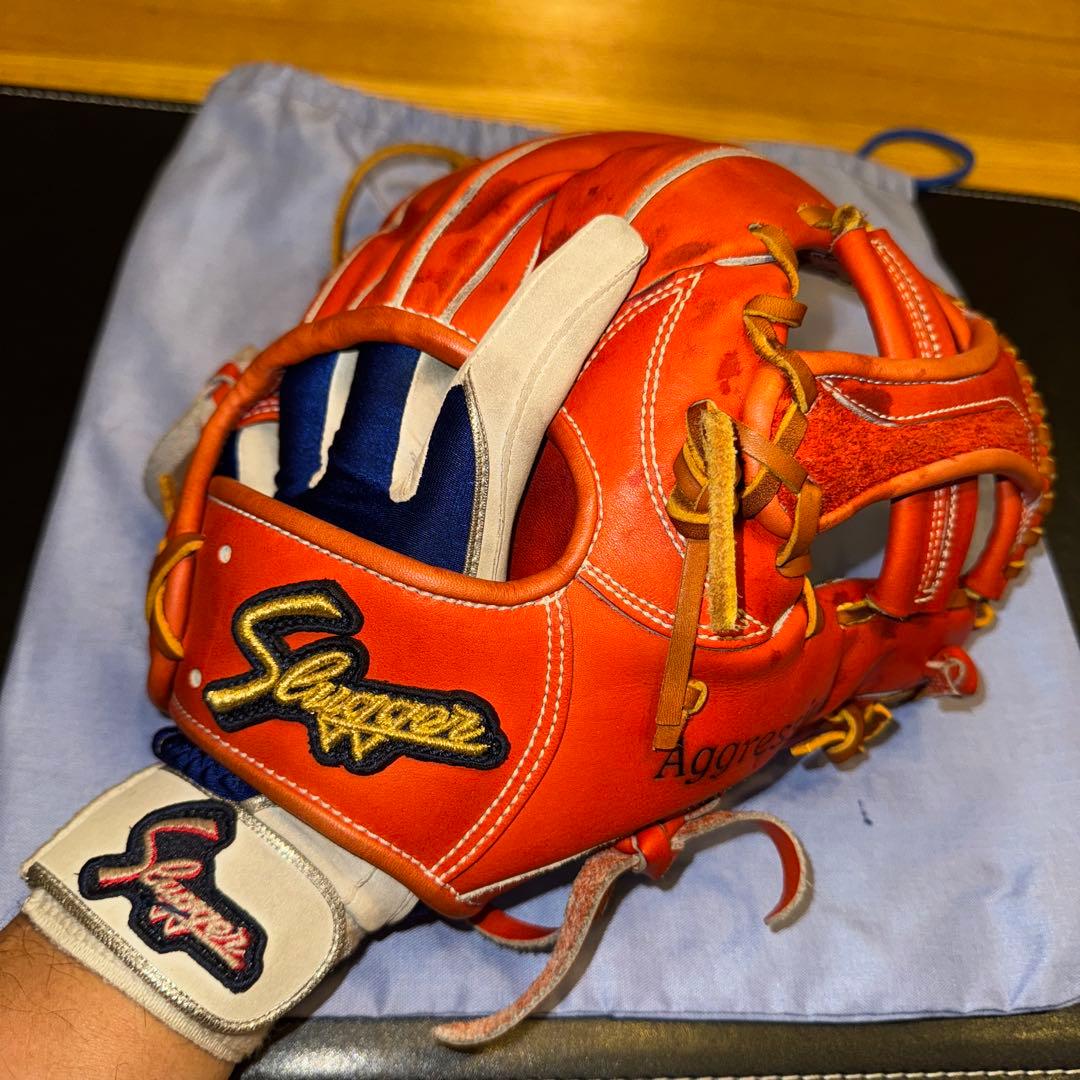 久保田スラッガー 内野手用 硬式グローブ KSG-24MS Fオレンジ 美品！